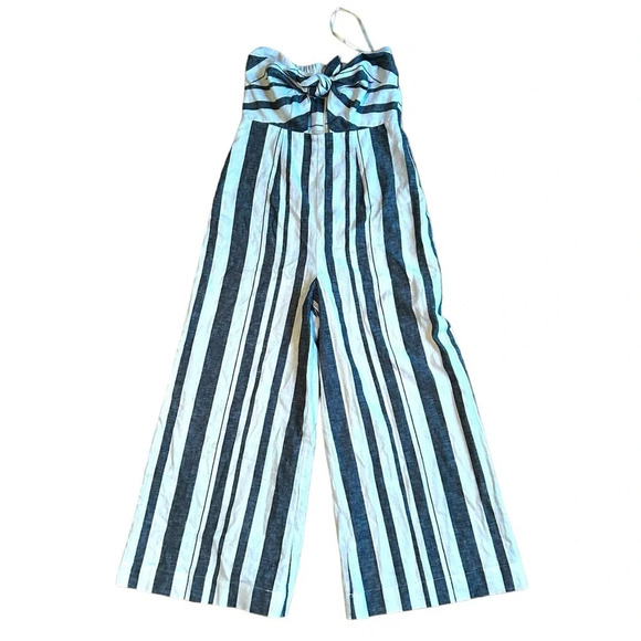 Revolve Majorelle Miles Jumpsuit in Blue Stripe NWOT Strapless Linen Size Medium - Picture 3 of 13